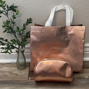 Rose Gold Bag Set Cosmetic Bag and Tote Bag
